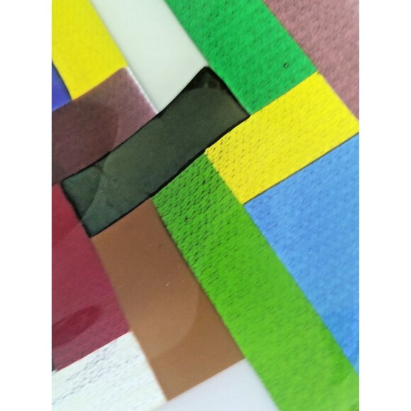 Rare Large Fused & Woven Mosaic Glass Plater 12.5" x 12.5" E&R Glass Labelled - Picture 16 of 16